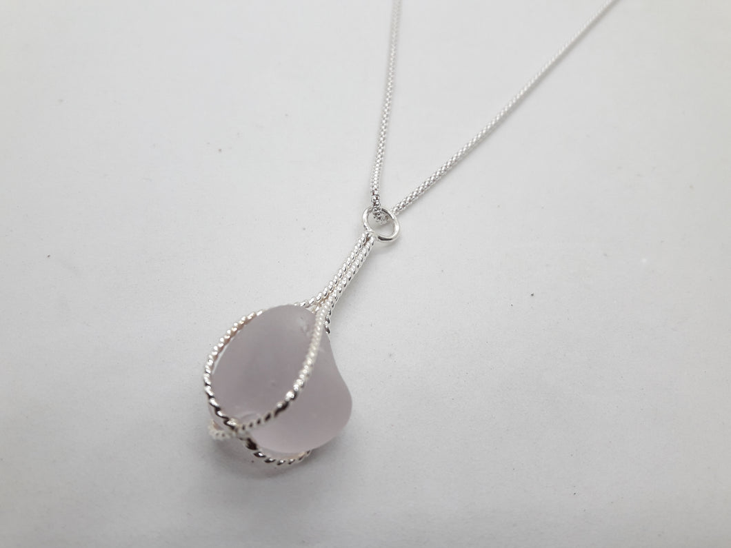 Lavender seaglass necklace