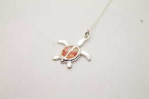 Pink sand sterling silver turtle (small)